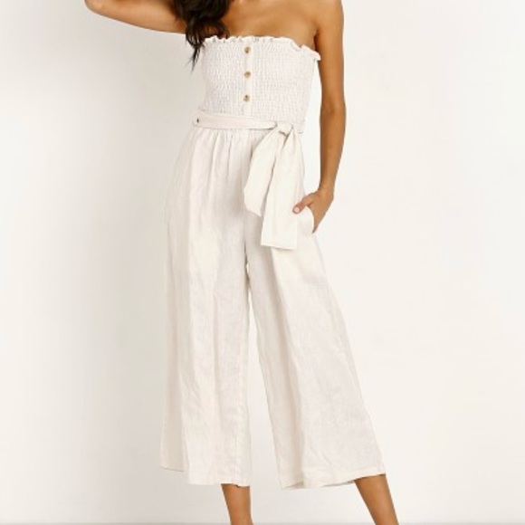 Faithfull the Brand Pants - Faithful the Brand Lais Jumpsuit US4/AU8/S in Plain Ecru, NWT, Orig $209
